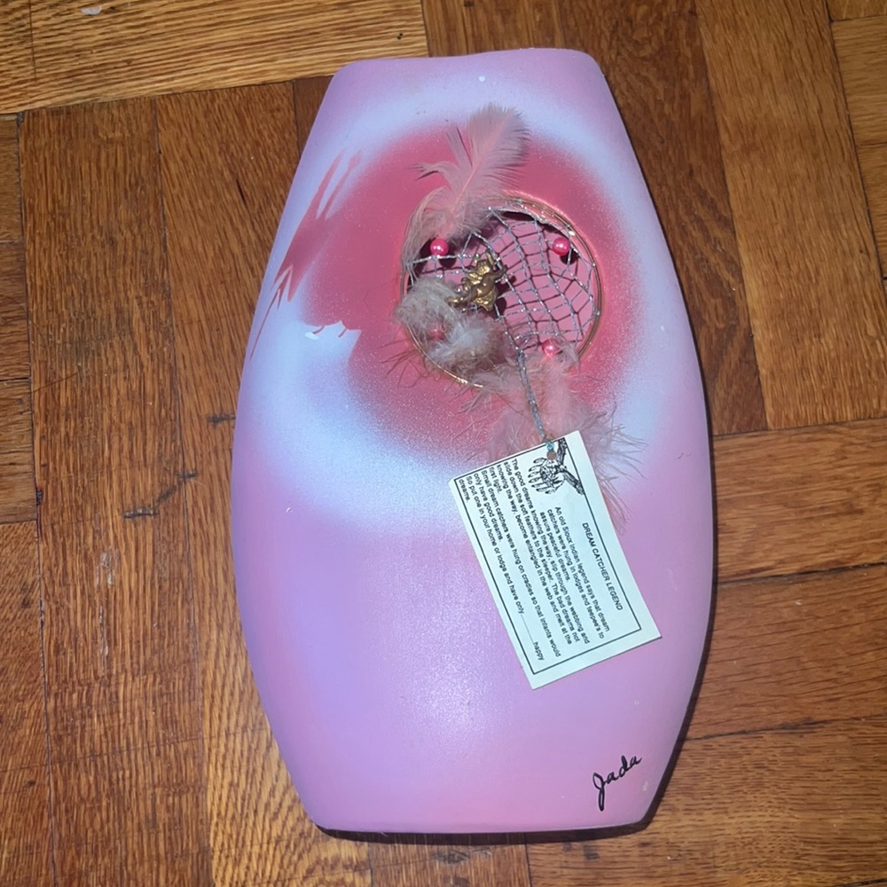 Native American dream catcher vase pink. Antique looking. NWT